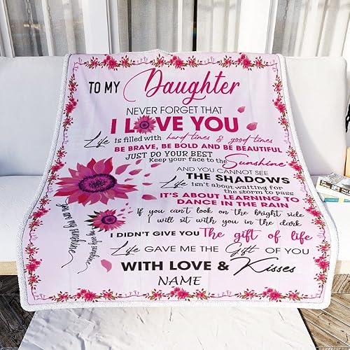 Miniatura 7 de Manta personalizada con texto en inglés To My Daughter from Mom, Never Feel You are Alone, diseño de lobo, luna, noche de bosque oscuro, familia,