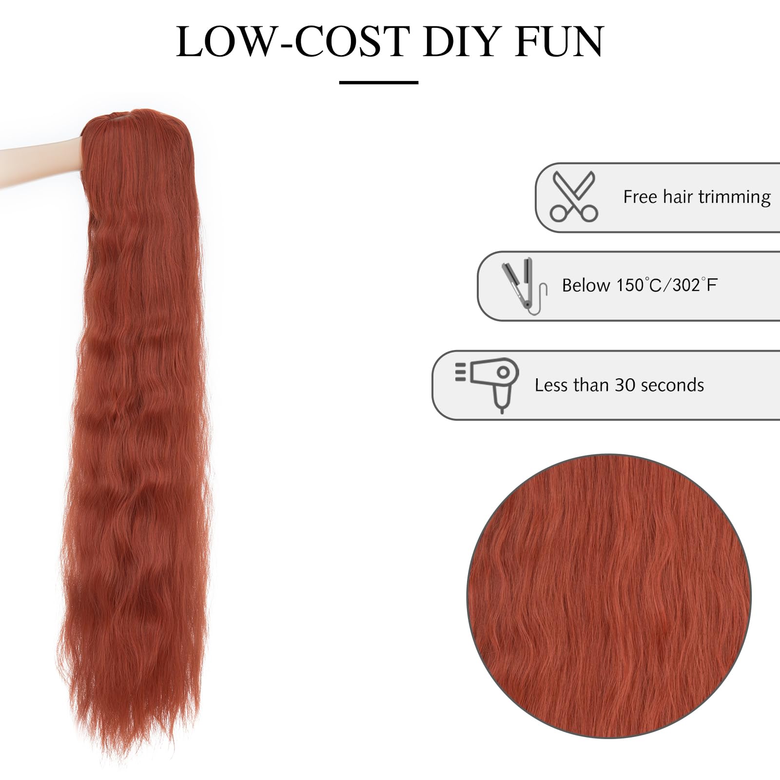 Yamel Extra Long Corn Curly Burnt Orange Wigs for Women Cosplay Costume Synthetic 39 inch Lolita Wig With Bangs - Image 4