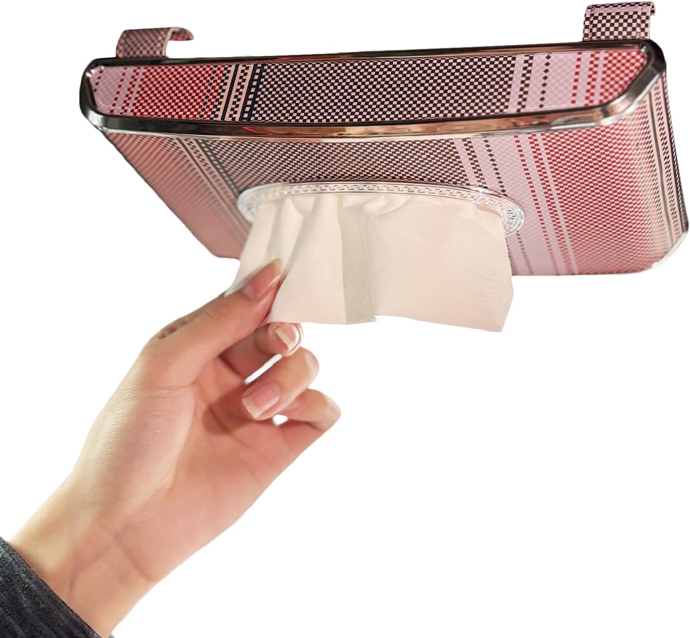 Car Tissue Holder, Faux Leather Visor Tissue Box Holder with Secure Clip, Hanging Tissue Dispenser for Sun Visor or Seat Back, Easy Access Organizer, Fits Most Cars SUVs Trucks (Hanging)