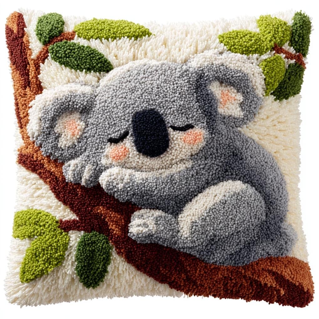WallustrioaW Latch Hook Kit for Cushion Making,Koala Animals