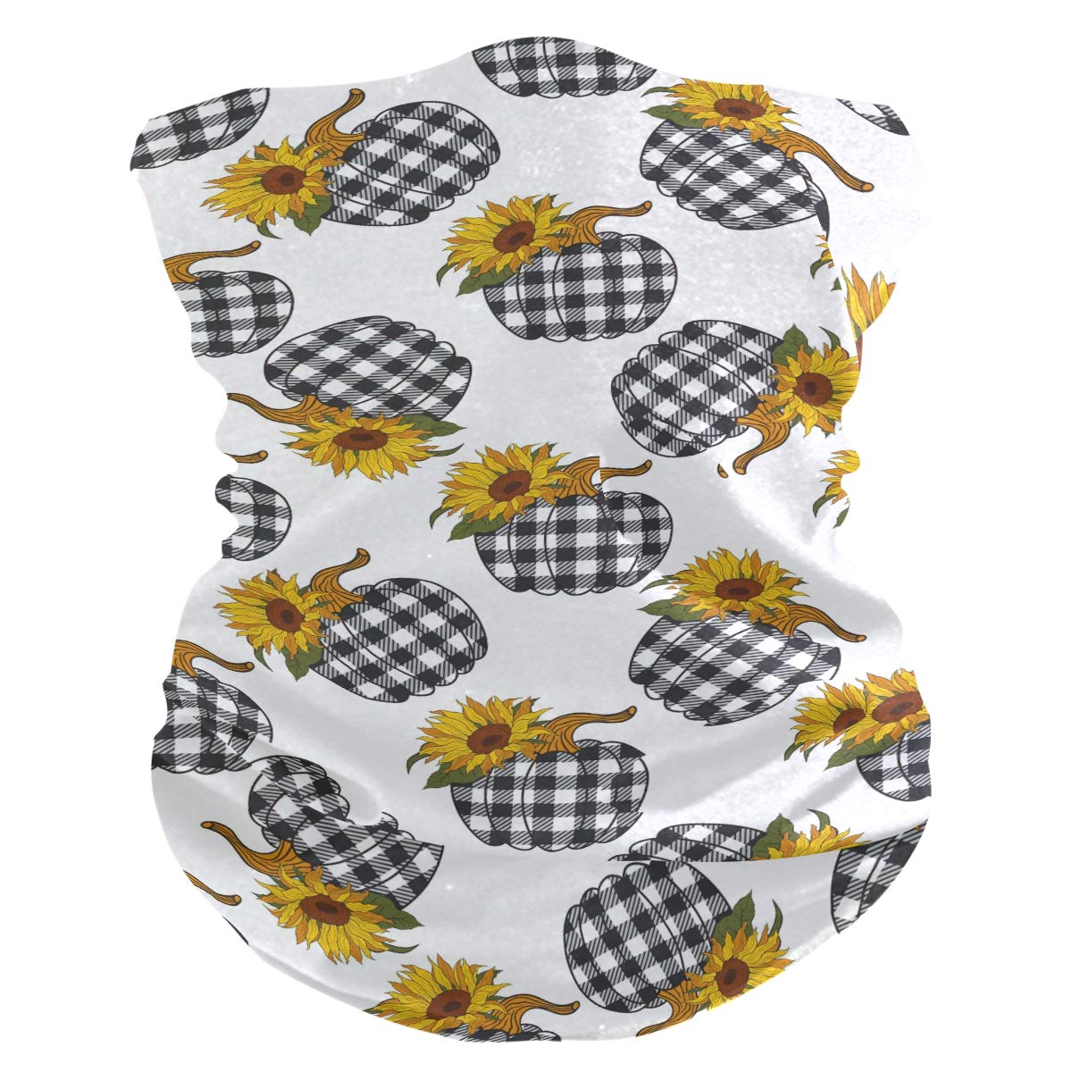 MOYYO Sunflowers Plaid Pumpkin Face Sun Dust Mask Bandanas Seamless Elastic Head Wrap Neck Gaiter Magic Scarf Headband for Festivals Running Cycling Indoor Outdoor Sport