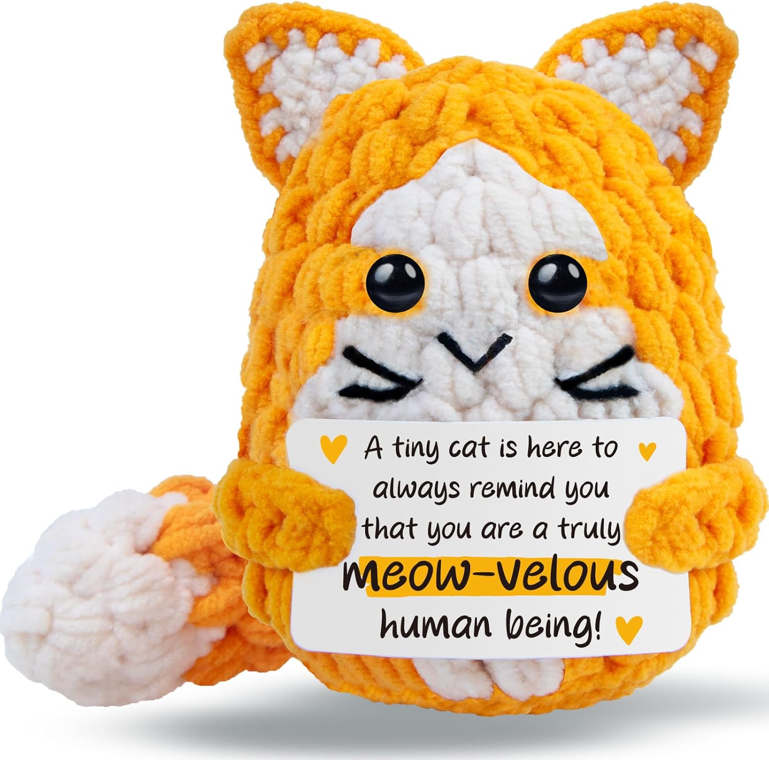 tGifGLonyi Small Gifts for Coworker Best Friend Teacher Sister,Christmas, Birthday, Thank You Gift for Women Men Retirement Leaving Gift Boss, You are a Marvelous Human Being Crochet Cats