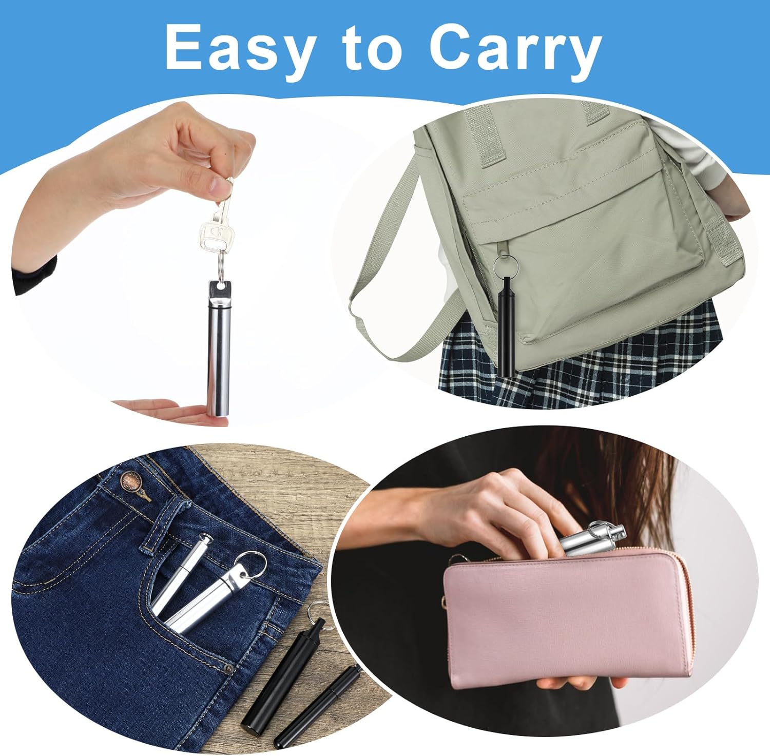 4PCS Metal Toothpick Holder Small Pills Cases For Purse Portable Dental Pick Holder Travel Pills Box Toothpick Dispenser Aluminum Alloy Pocket Toothpick Cases With Keychain For Outdoor Picnic - Image 6