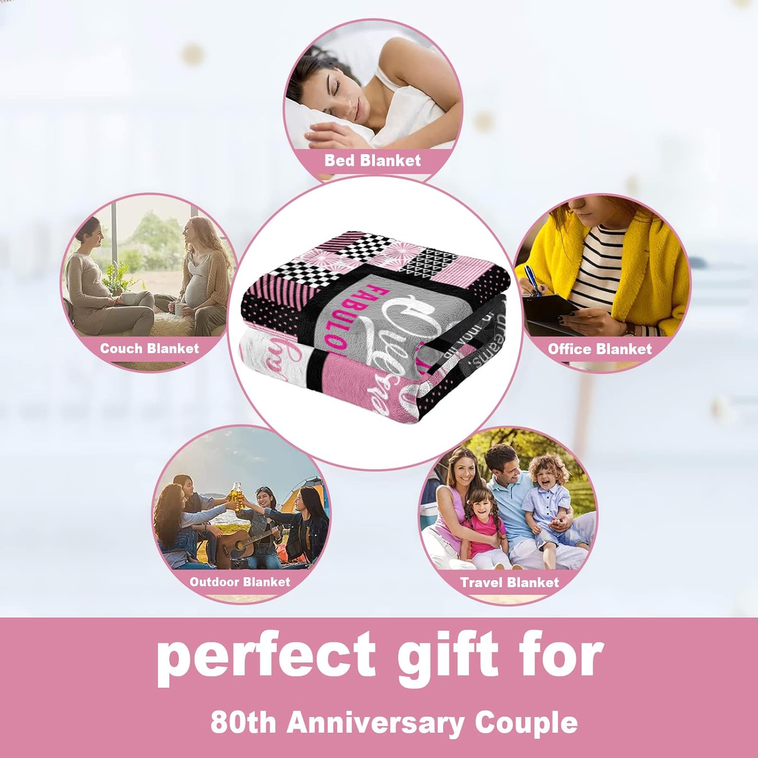 80th Birthday Gifts for Women, Birthday Gift for 80 Year Old Woman, Best Gifts for 80th Birthday Decorations for Women, Gifts for 80 Year Old Woman Throw Blanket 60"x50" - Image 5