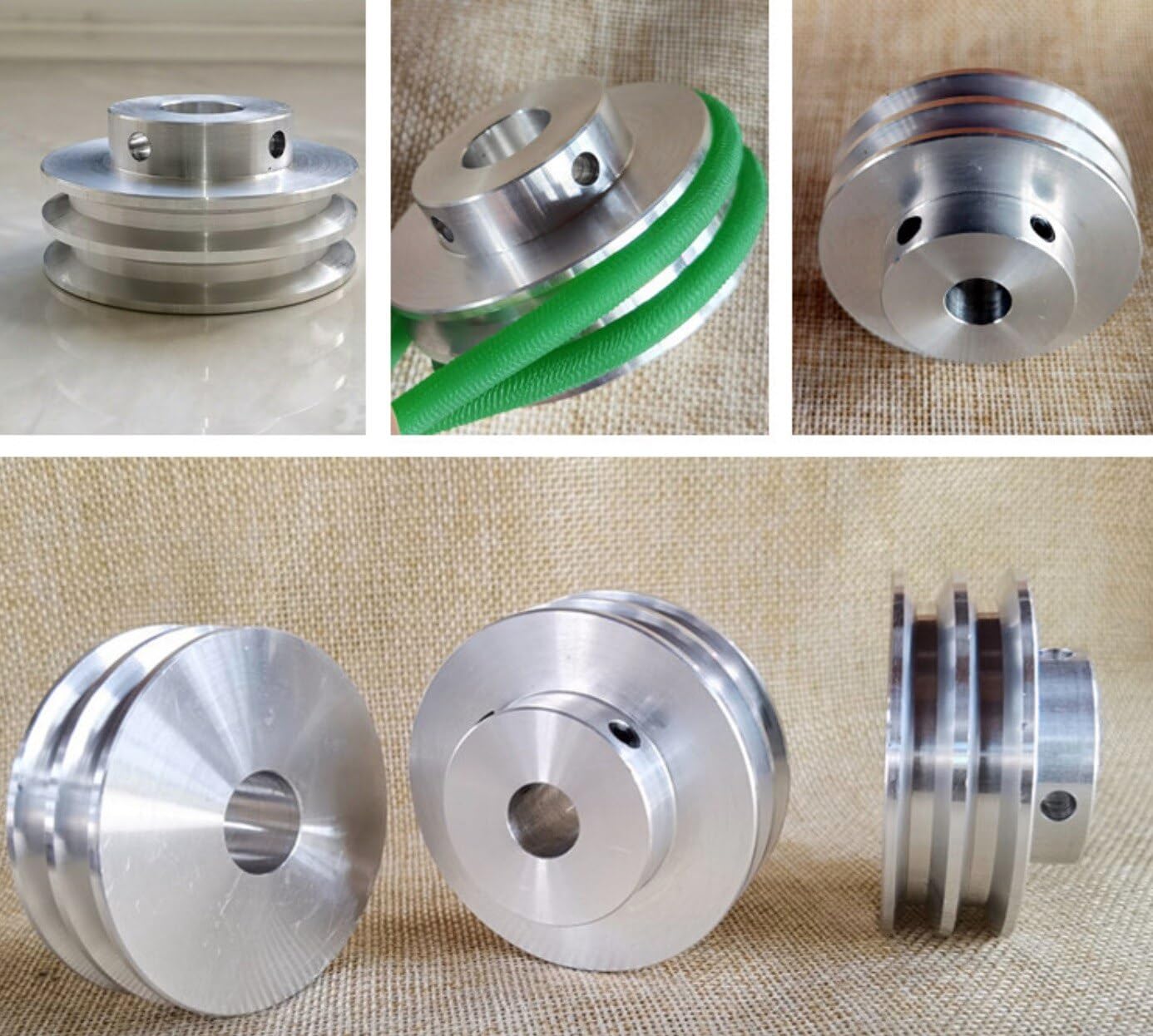 Polea de doble ranura de 60 mm - Polea de correa trapezoidal de aleación de aluminio - Juego de 2 piezas(20mm)
