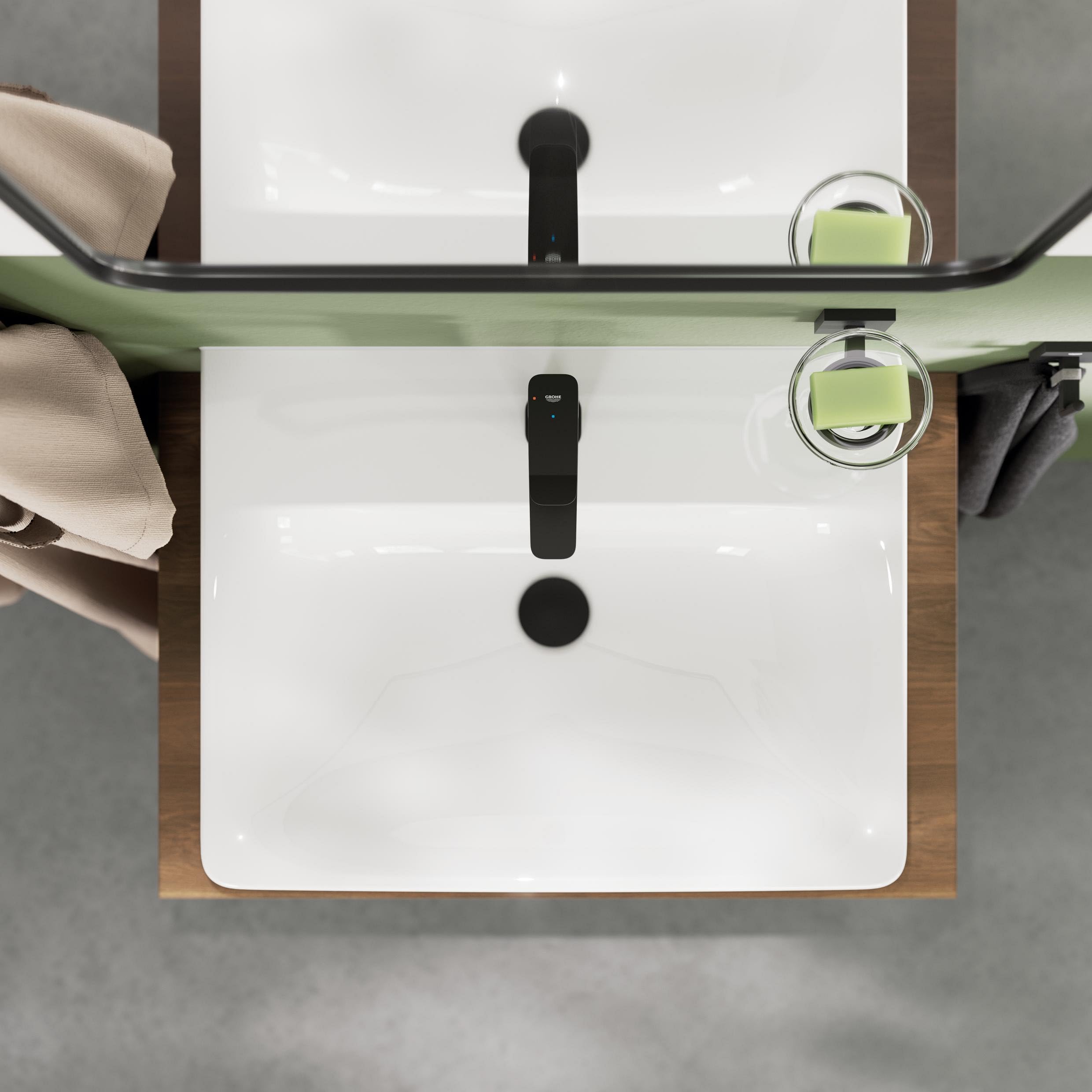 GROHE Dice, energiesparende Waschtischarmatur, Kaltwasser in Mittelstellung (Wasserhahn für das Bad, 15cm hoch, Push-Open Ablauf, inkl. 3in1 Werkzeug, einfache Installation), mattschwarz, 1018612430