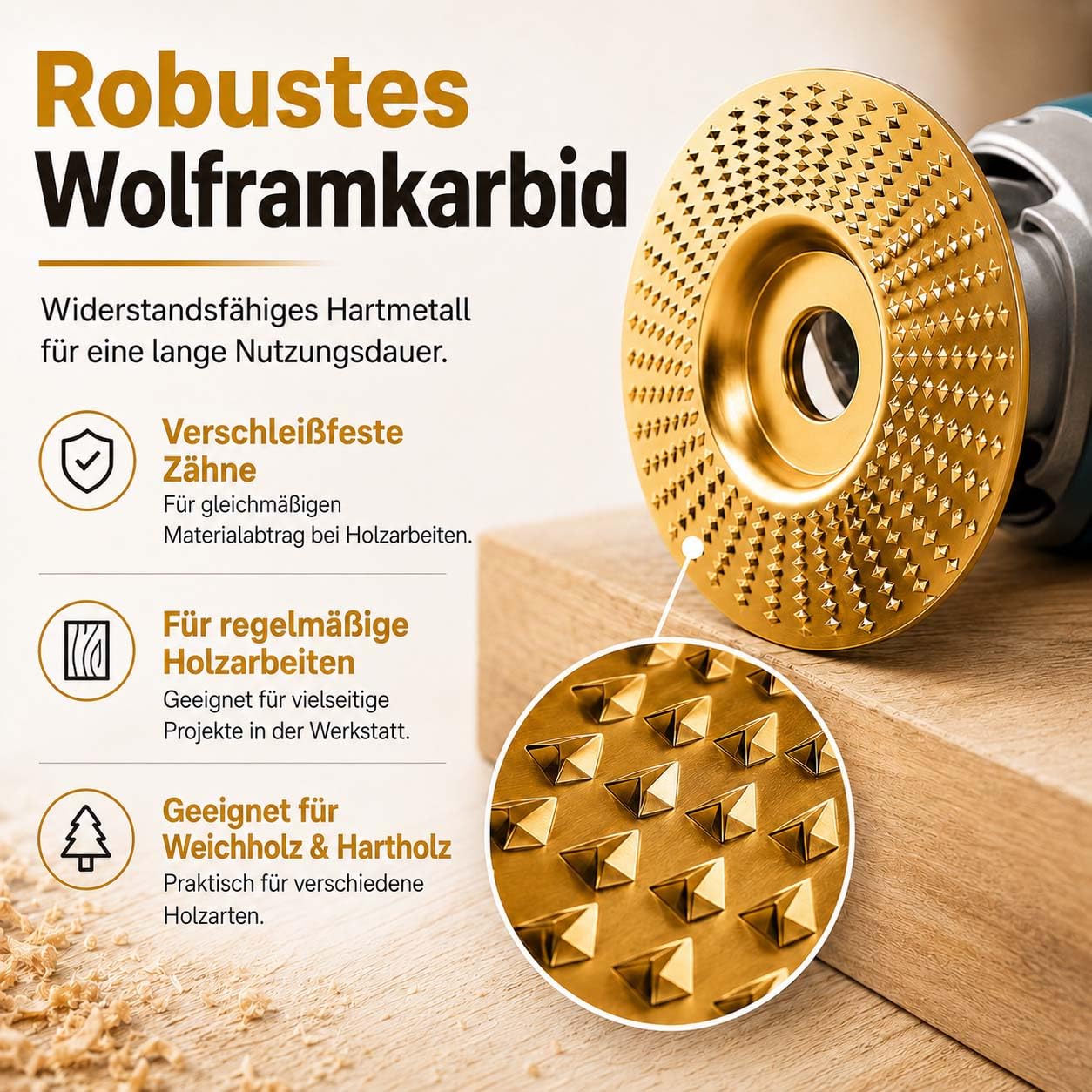 Wolframkarbid Holzschleifscheibe 125mm für Winkelschleifer, Holzschnitzscheibe mit 22,2 mm Bohrung, Raspelscheibe Holz zum Schleifen, Formen, Schnitzen, Entgraten und Trimmen von Holz (3 Mix)
