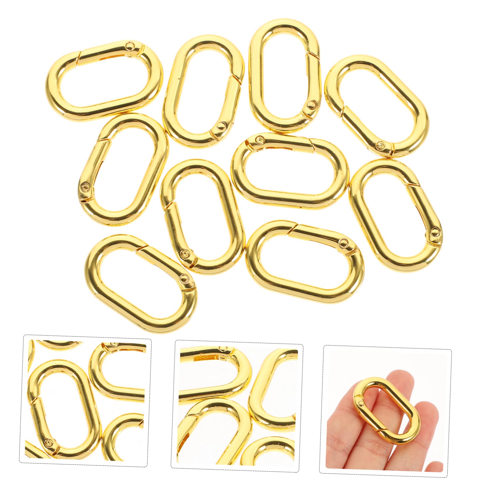 EXCEART 30pezzi Moschettoni Ovali Metallo Con Chiusura Molla Resistente e Facile Da Usare Per Portachiavi e Accessori Fai Da Te Design Elegante e Resistente Alla Corrosione
