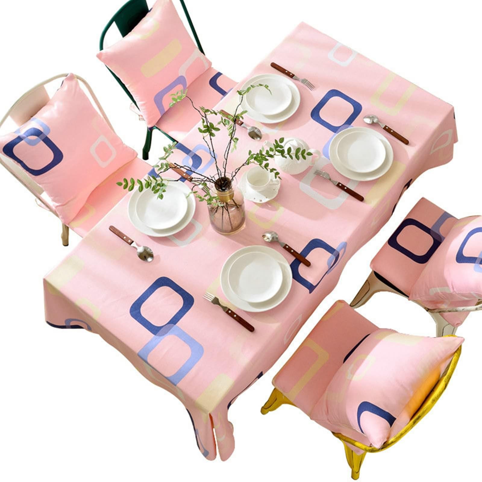 Daesar Mantel Lavable Rectangular,Manteles Algodón Antimanchas Patrón de Cuadros Mantel Cocina Rosa,135x260CM(102x53Inch)