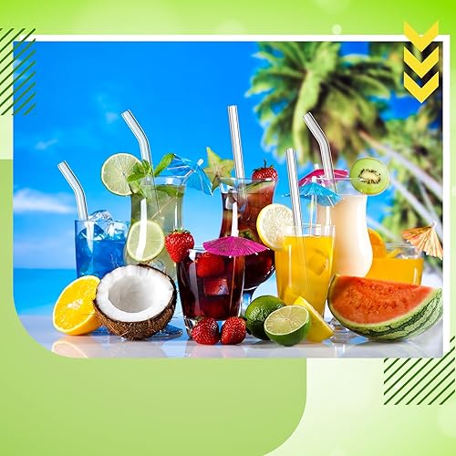 Vista 5 de Weysat 100 popotes de vidrio reutilizables a granel para beber batidos de vidrio para tazas, cerveza, jugo, cócteles, batidos, bares, cafeterías
