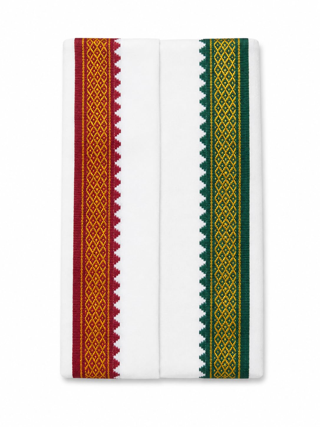 velcot Premium Cotton Traditional Gamcha for Men | White Cotton Angocha with Woven Border | 2 Meter x 80 CM | Soft & Absorbent | Multipurpose Bath, Pooja & Daily Use | Pack of 1-picture-35