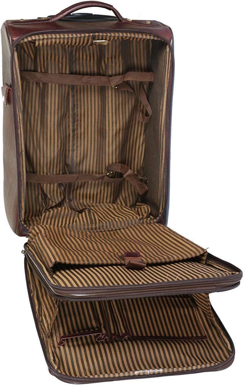 Top Grain Leather Trolley Bag for Travel Suitcase Bag Men and Women Cabin Pilot Trolley Bag (Brown)