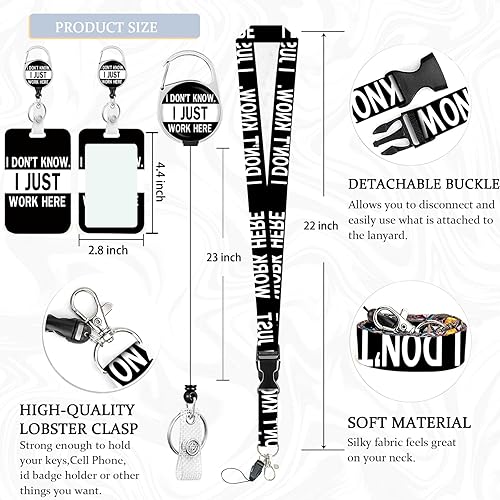 Miniatura 3 de I Just Work Here - Cordones para insignias de identificación, divertido carrete de insignias retráctil con cordón para profesores, mujeres, niños,