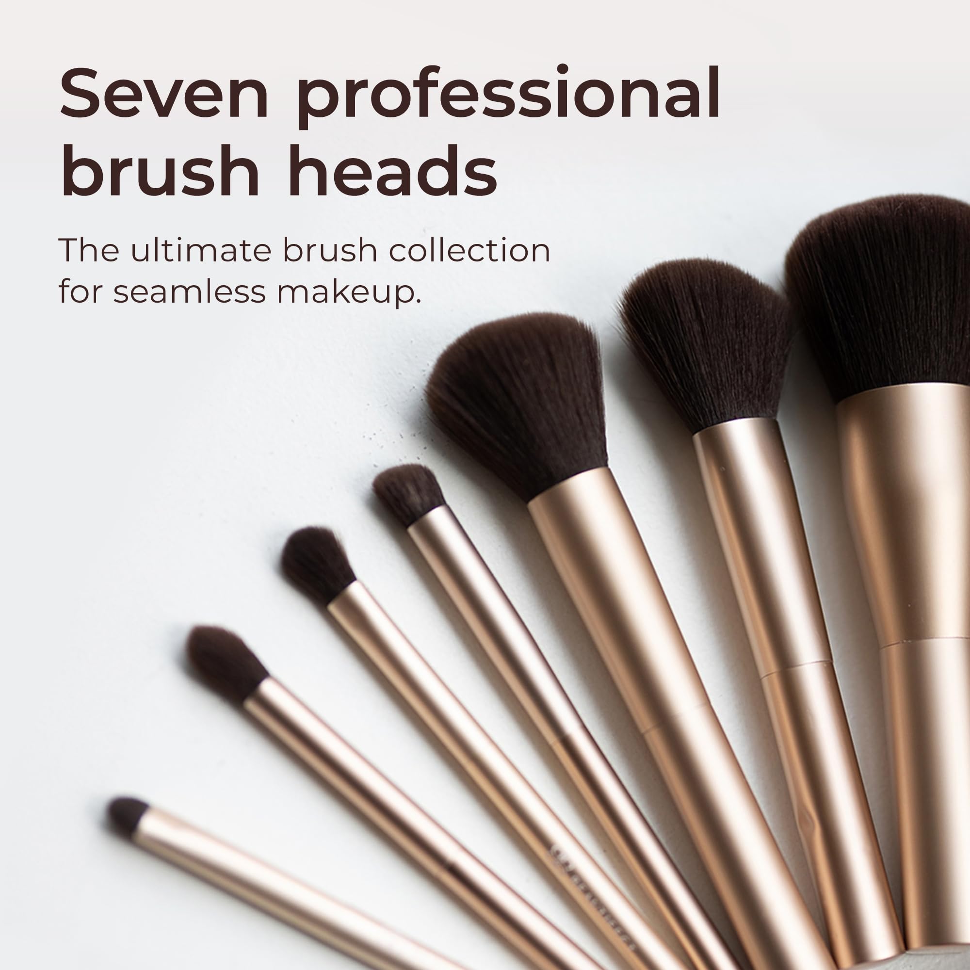 Beautifect Professionelle Pinsel-Kollektion - Ergonomisches Make-up-Pinsel-Set mit 8 Bürstenköpfen - Professionelles Make-up-Pinselset für Gesicht & Augen - Gold