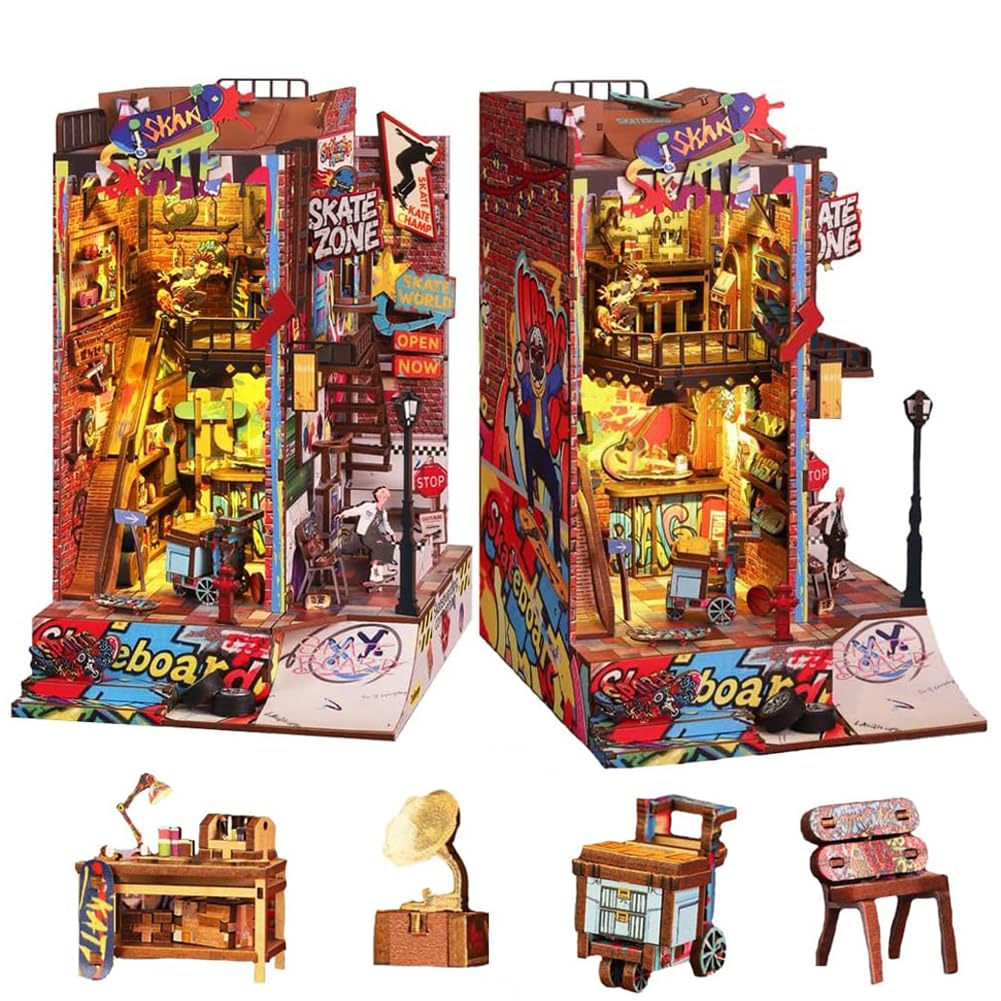 Kit fai da te per angolo del libro, decorazione fai da te per casa delle bambole Booknook, libreria, puzzle in legno 3D con luce LED, kit in miniatura a mano per adulti regalo di compleanno