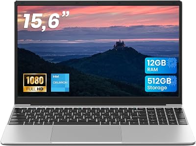 jumper Laptop 15,6 Zoll FHD Display, 12 GB RAM 512 GB ROM TF Erweitern 512GB, 5205U Prozessor Notebook(bis zu 2,3 GHz), 2 Stereo-Lautsprecher/USB 3.0/Typ-C/Zehnertastatur