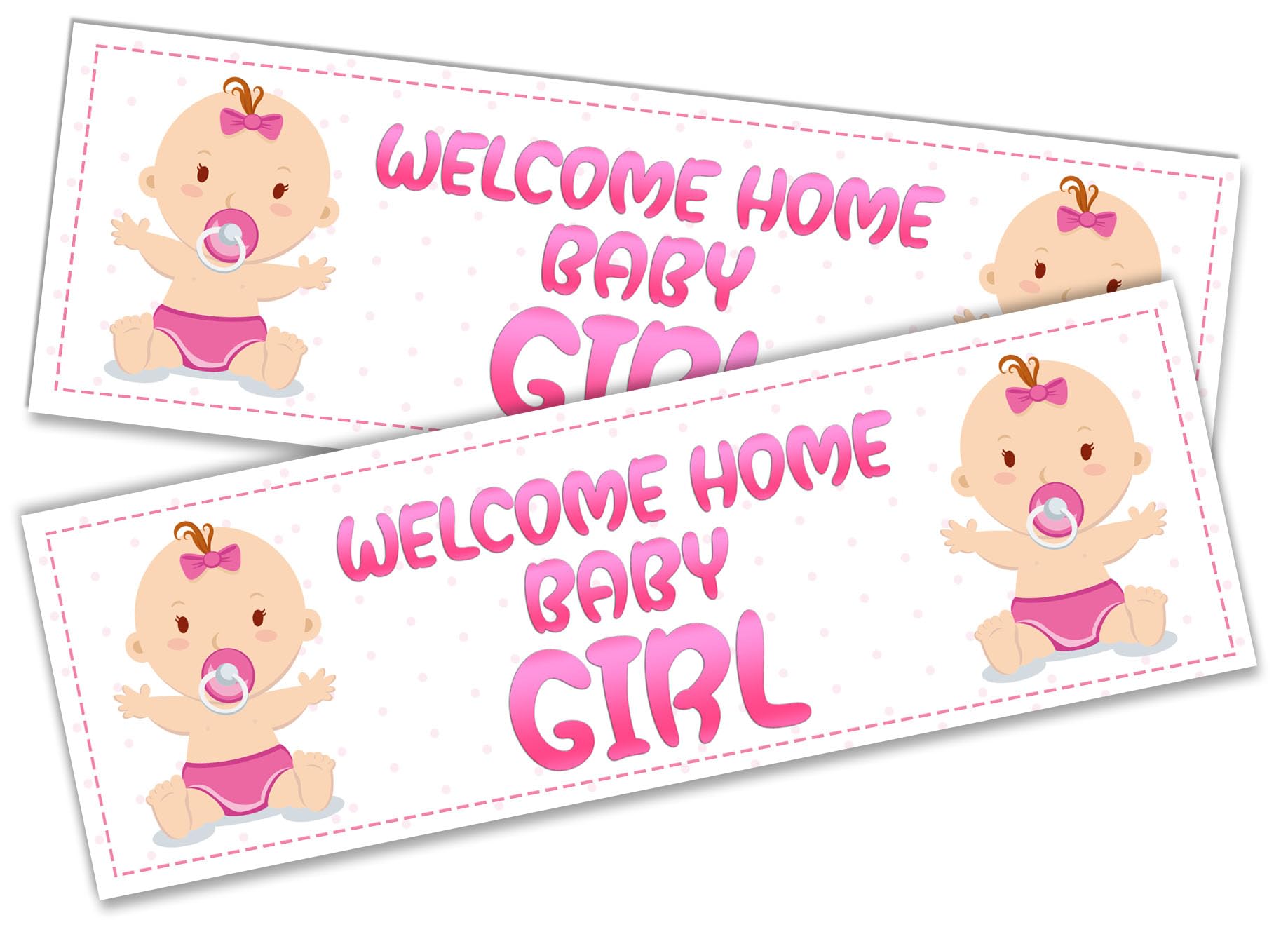 x2 Welcome Home Baby Girl Banner Baby Shower Homecoming Party Decoration 5