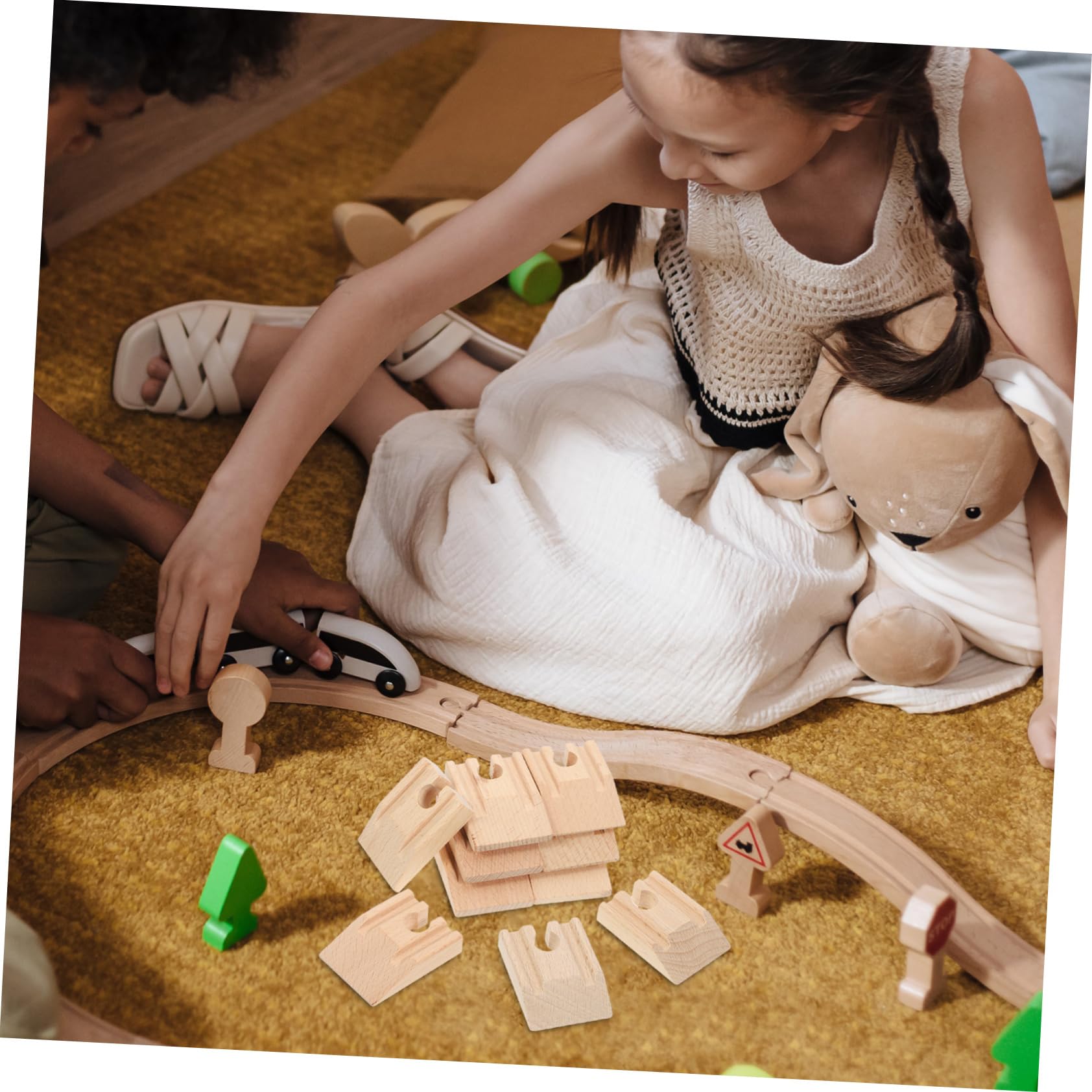 Toyvian 50stücke Teiliges Holzschienen Für Eisenbahnspielzeug Gerade Gleise Mit Concaven Design Kompatibel Mit Gängigen Holzbahnsystemen Für Kreative Spielwelten