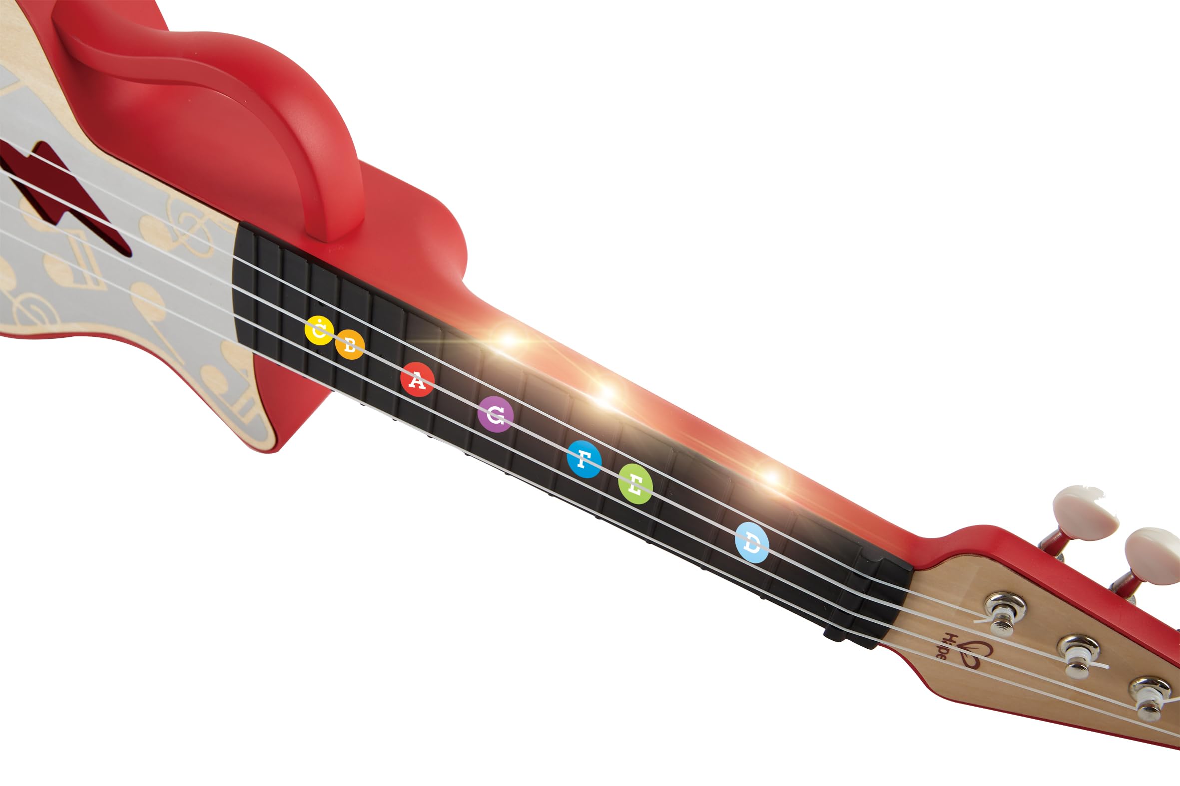 Hape Learn with Lights Ukulele-Red , Electric with Tunable Strings & Guiding Lights , Ukulele for Kids 3 Years and Up