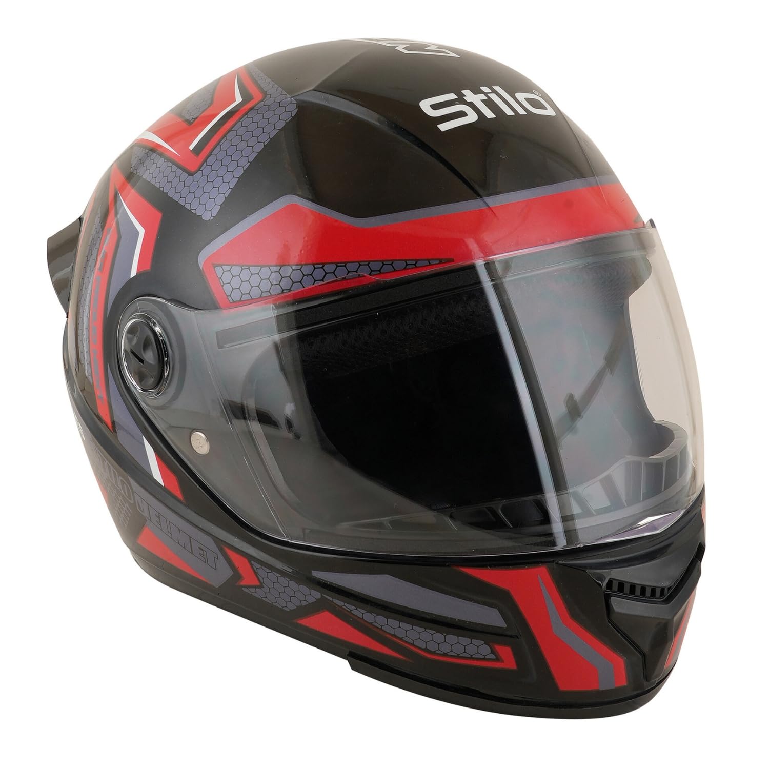 Sage Square ISI Certified ABS Clear Visor Full Face Helmet - G3 Graphic Helmet, Spoiler, High Standard Safety, Extra Comfort, Stylish & Clear Visor (Black Glossy-Red, Small)