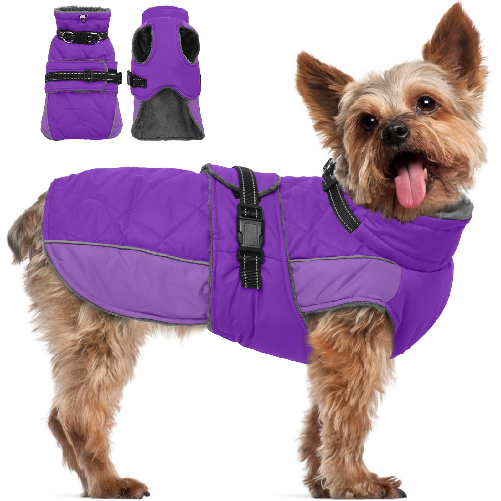 Warm Dog Jacket, Waterproof Dog Winter Coat with Harness