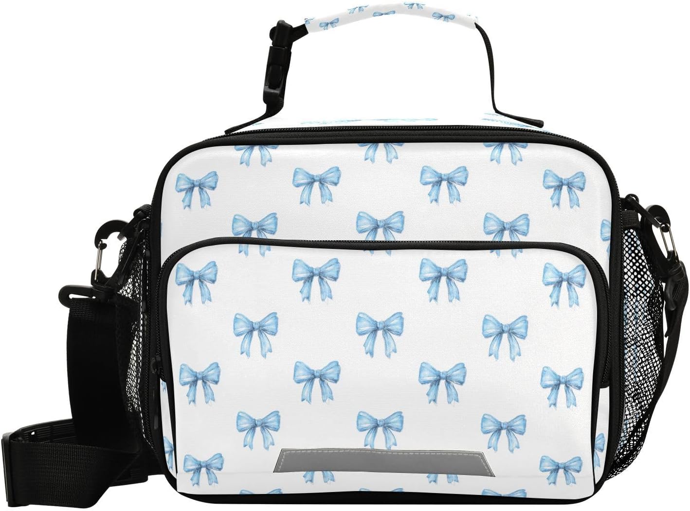 Bow Pink Lunch Bags for Men and Women, Shoulder Strap Lunch Box Waterproof Insulated Cooler Totes with Leakproof Lining