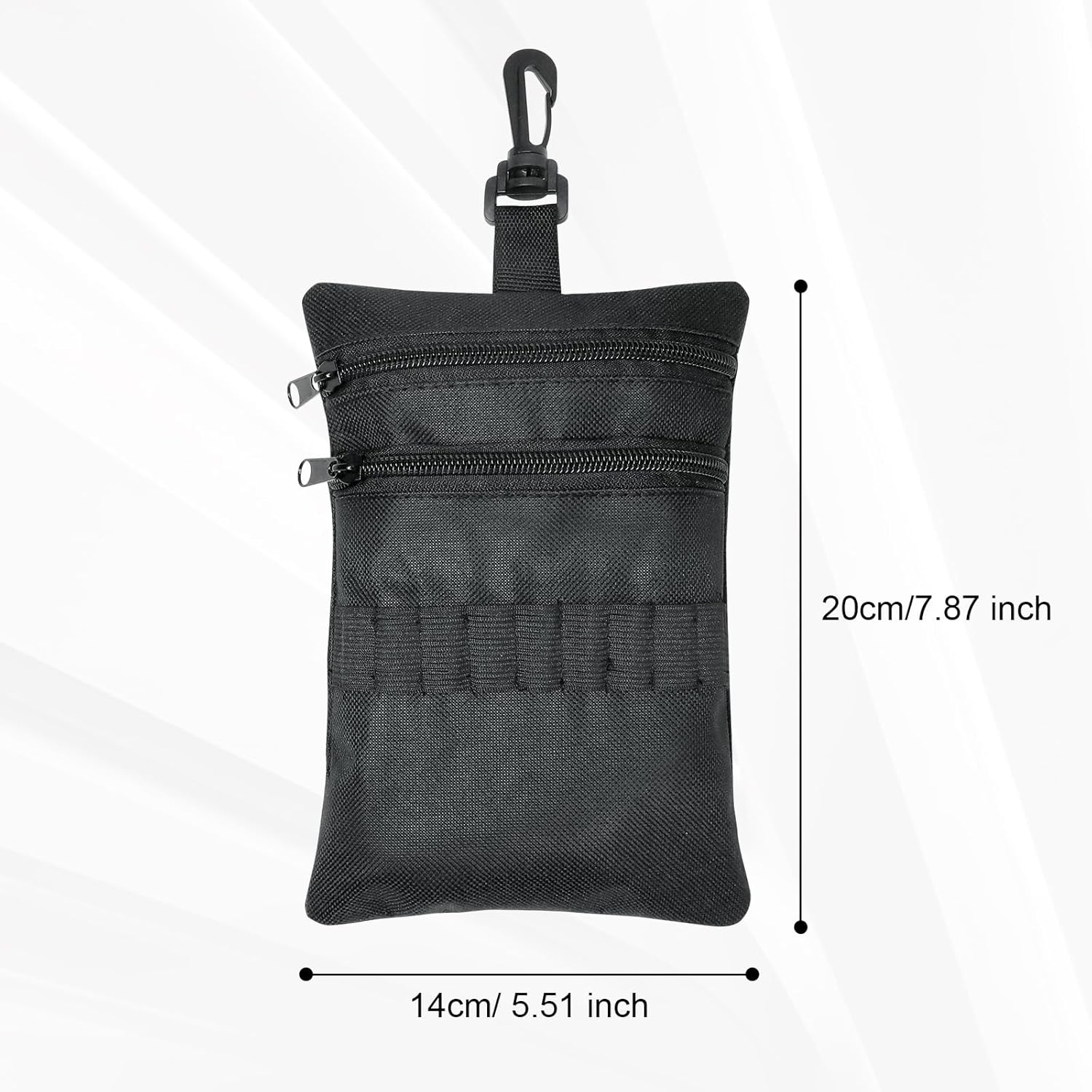 Golf Tee Pouch, 7.87 X 5.51 Inch Golf Tee Ball Pouch Bag with Lobster Claw Clip, Golf Bag Accessories for Men - Black