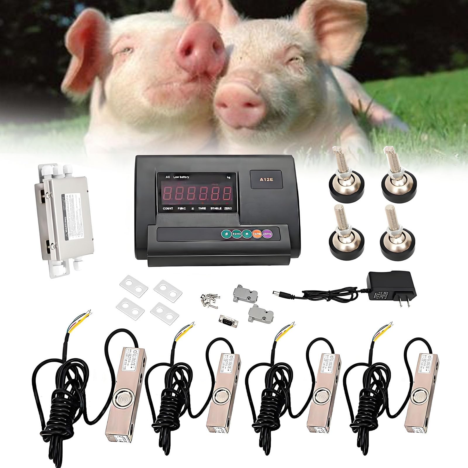 Kit De Báscula Para Ganado, Báscula De Plataforma De 5000 Kg/11023 Lb, Báscula De Palés De Alta Precisión Para Animales, Con Pantalla Lcd Brillante E Indicador De Peso , Báscula De Suelo Impermeable