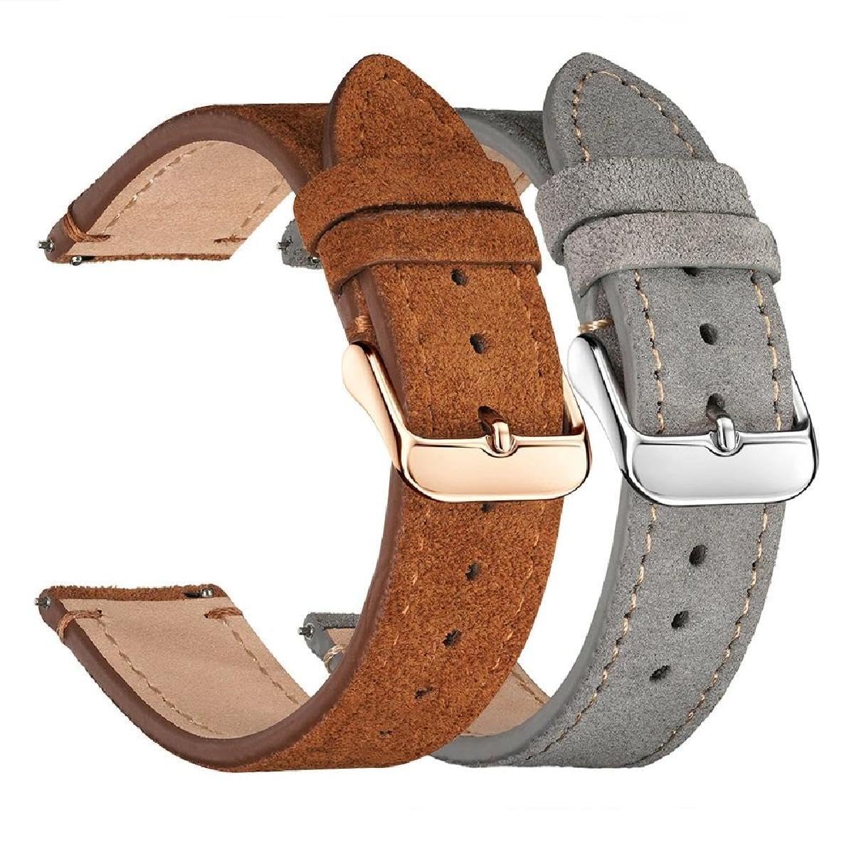 Uhrenarmbänder, Wildleder-Uhrenarmbänder | 18 mm 20 mm 22 mm Rindslederarmband Goldbraunes Uhrenarmband