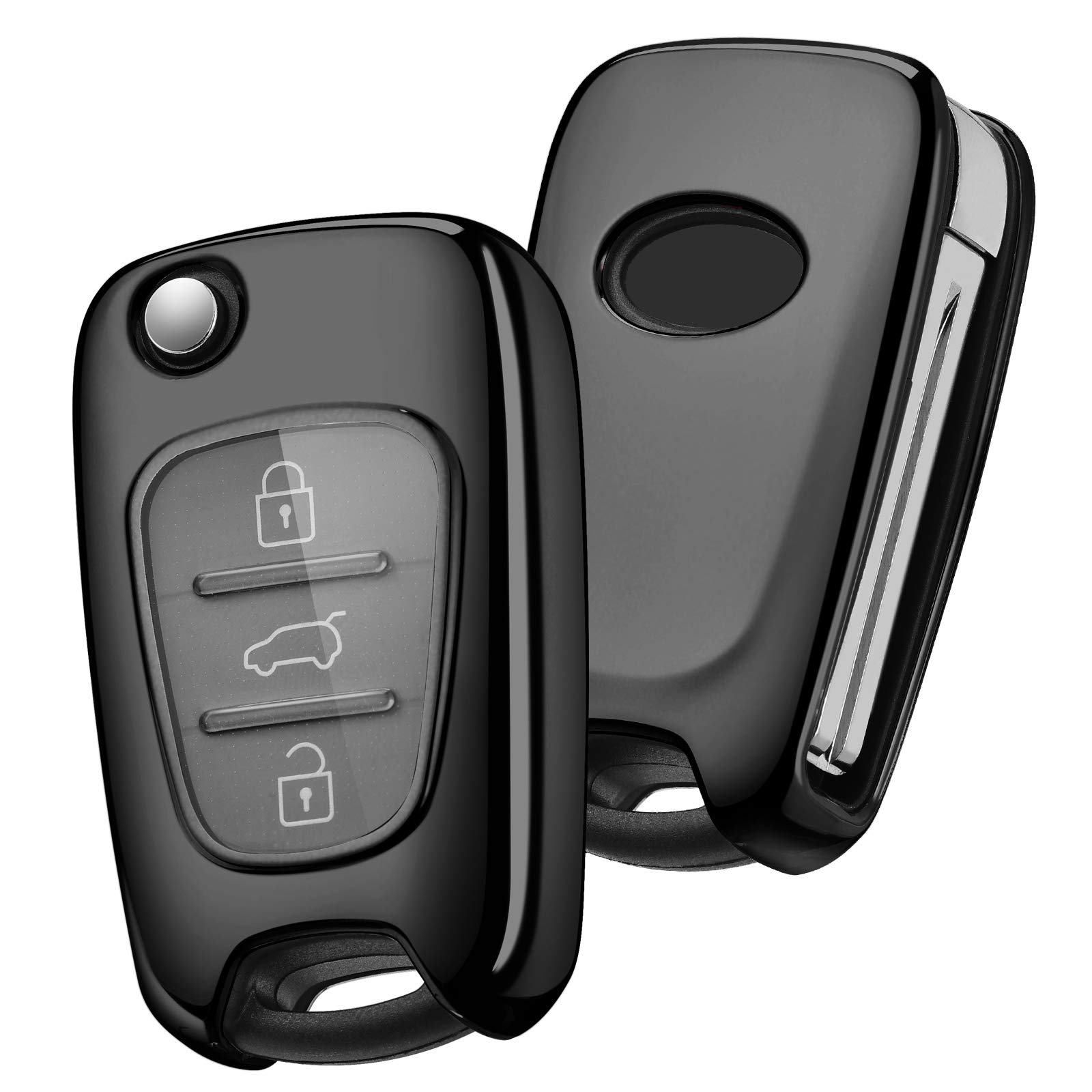 OATSBASF Car Key Case Suitable for Hyundai, Key Cover for Hyundai Verna Elantra Sportage Carens Forte Avante K2 K5 SONATA8 ix35 i30 Accessories (Black)