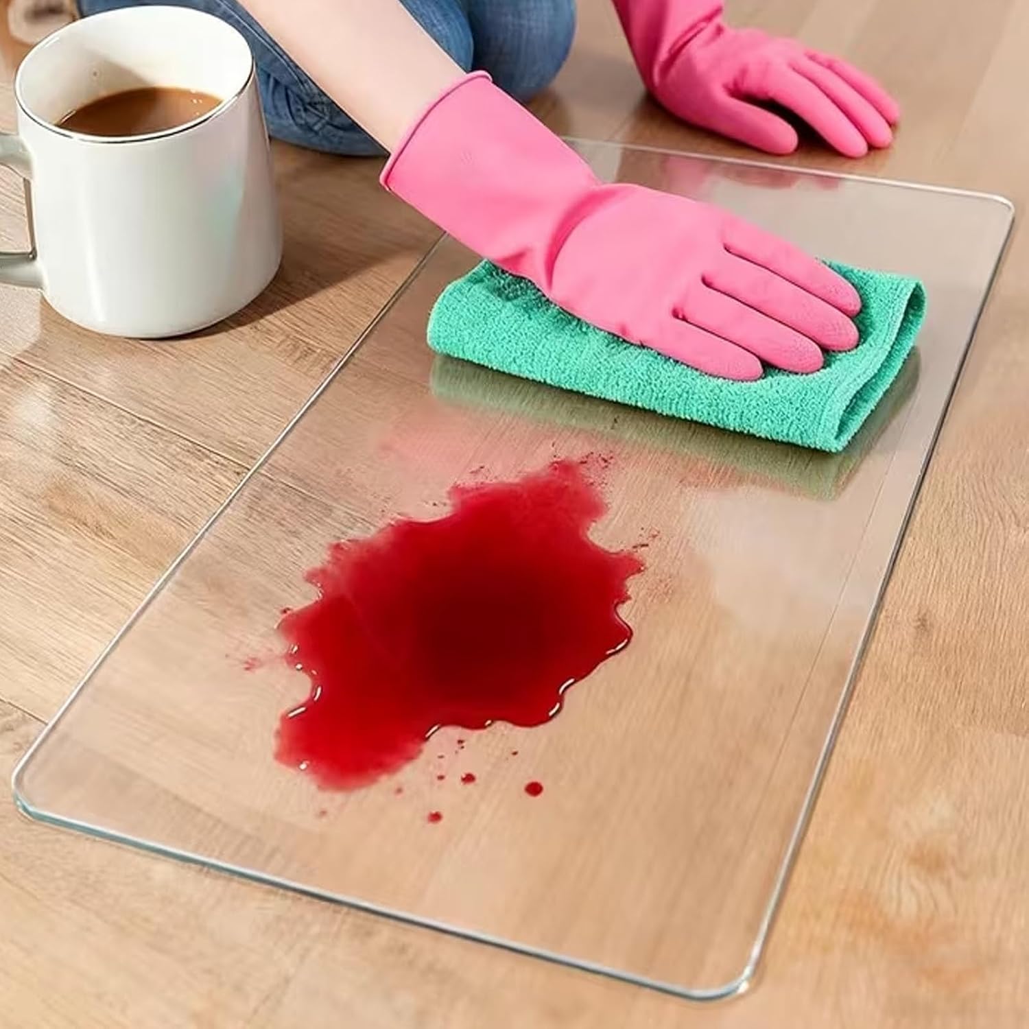Clear Table Protector 43 x 75 in, Waterproof PVC Plastic Table Cover, Anti Scratch Table Protector for Dining Room Table, Non-Slip Desk Pad for Office Dresser Night Stand