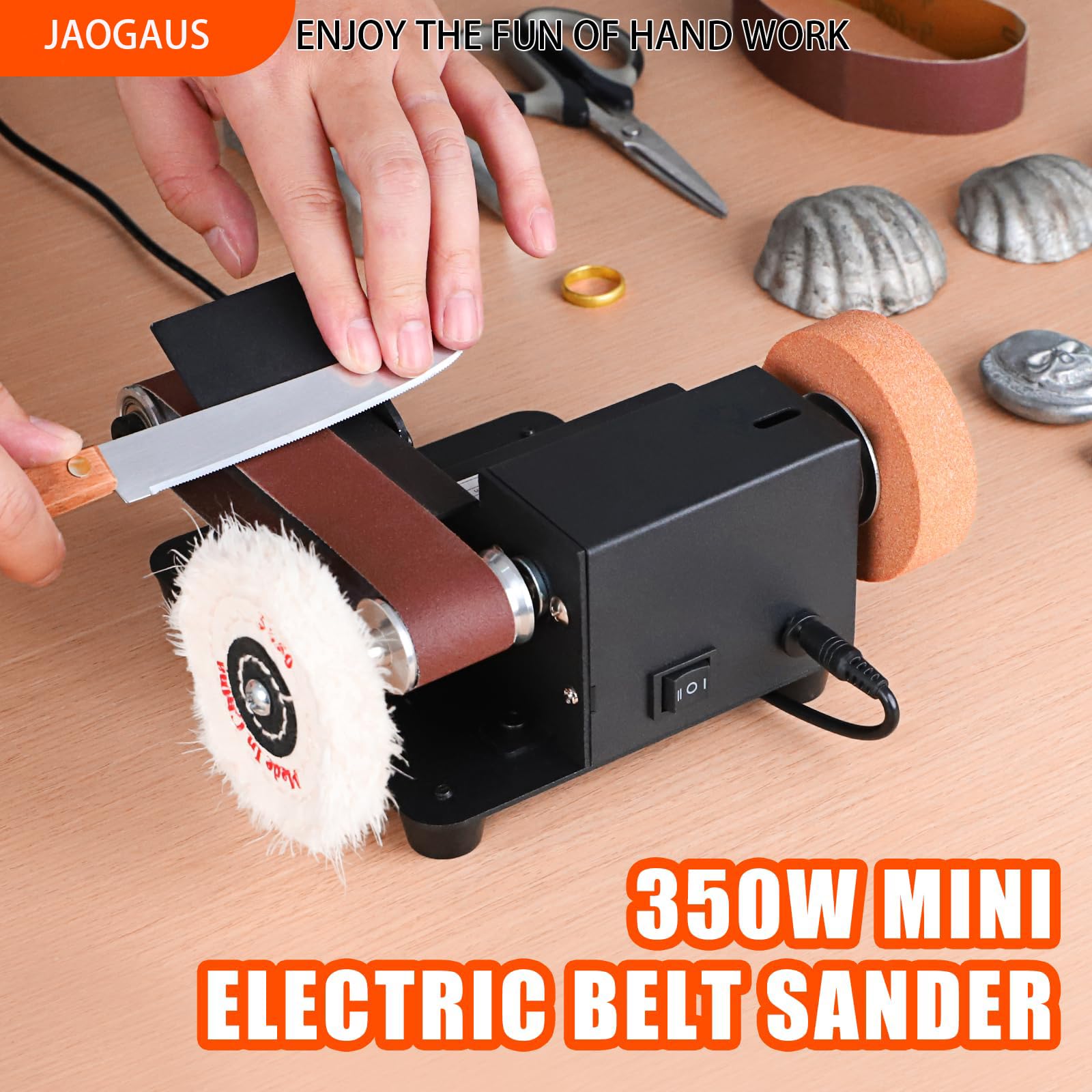 Mini Levigatrice a Nastro Elettrica 350W 10000 giri/min Controllo Variabile Infinito Display LED per Metallo Legno Alluminio