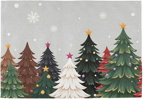 Miniatura 17 de Bolaz Juego de 4 manteles individuales abstractos con diseño de copo de nieve rojo de Navidad, lavables, para cocina, comedor, decoración de mesa