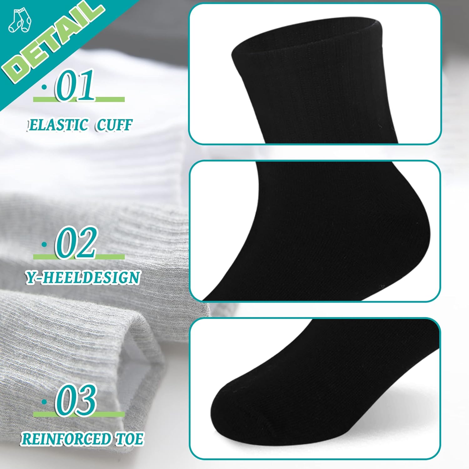 Eyean Kids Athletic Crew Socks Boys Girls Cotton School Uniform Casual Basic Socks 6 Pairs - Image 5