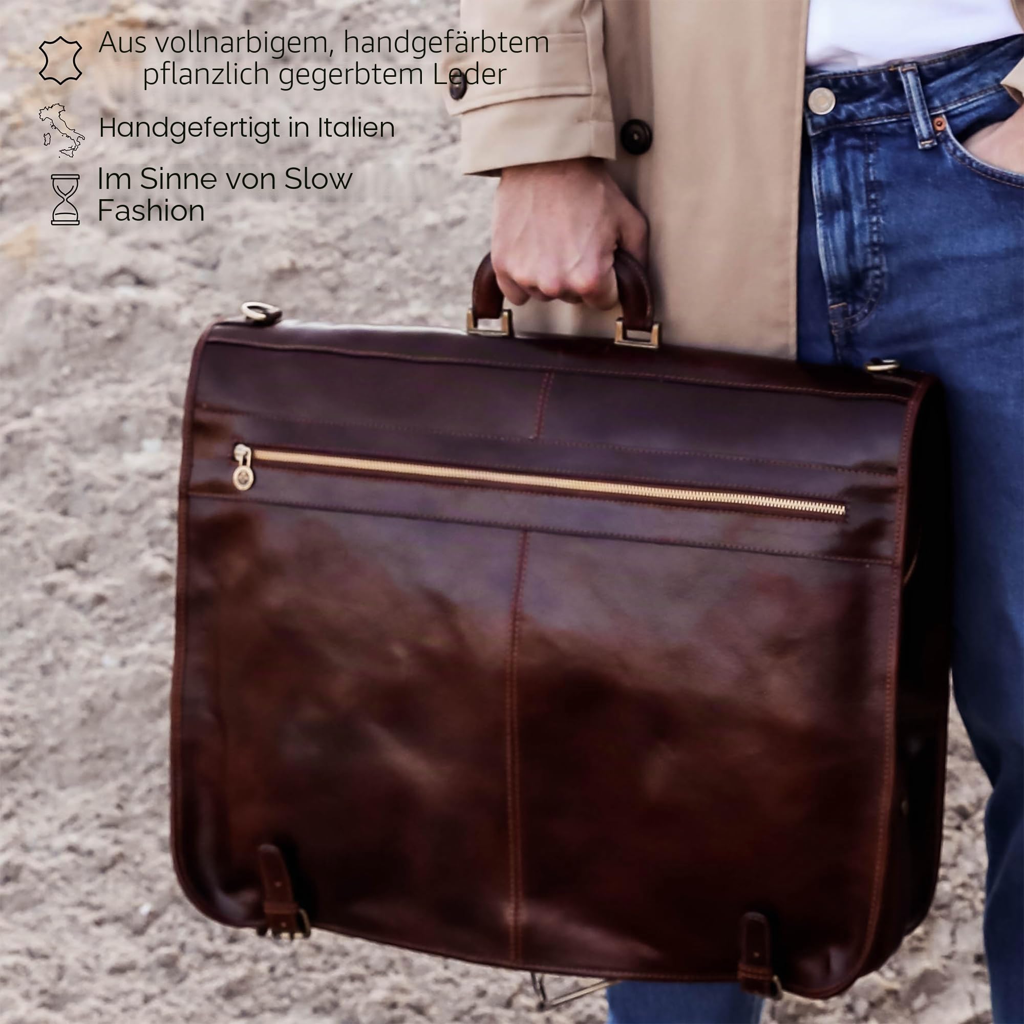 Leder Kleidersack - Anzug Duffel Slim Handgepäck Kleiderschutztasche- Damen & Herren - Time Resistance