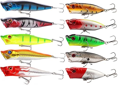 FANGBLUE Señuelos de pesca Popper cebo de pesca Topwater cebos duros ojos 3D Swimbait Crankbait con gancho de agudos para lubina, trucha, agua dulce disponible en Yaxa Colombia