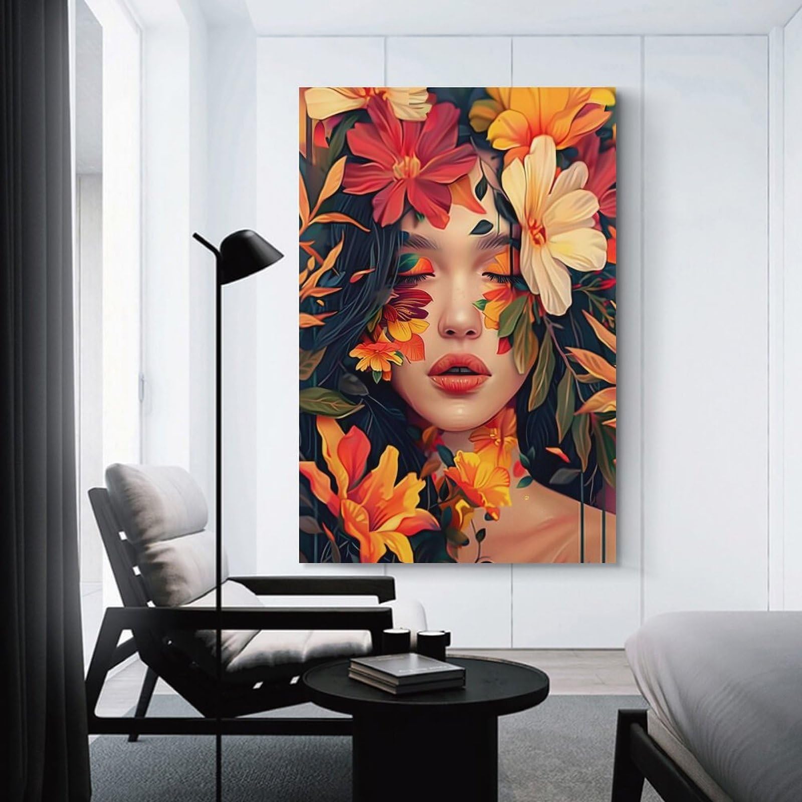 Junmoney Unframe-Floral Portrait Wall Art Print Floral Portrait, 12X18inch(30X45cm), For Picture Wall Styling In Lounge Or Bedroom, Wall Decor Suited To Curated Displays