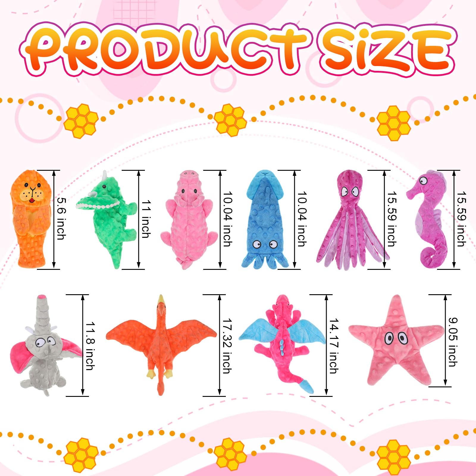 Sratte Lot de 10 jouets couineurs pour chien sans rembourrage - Jouet froissé pour mâcheurs agressifs - Jouets à mâcher pour animaux de compagnie de petite, moyenne et grande taille, 10 styles (styles