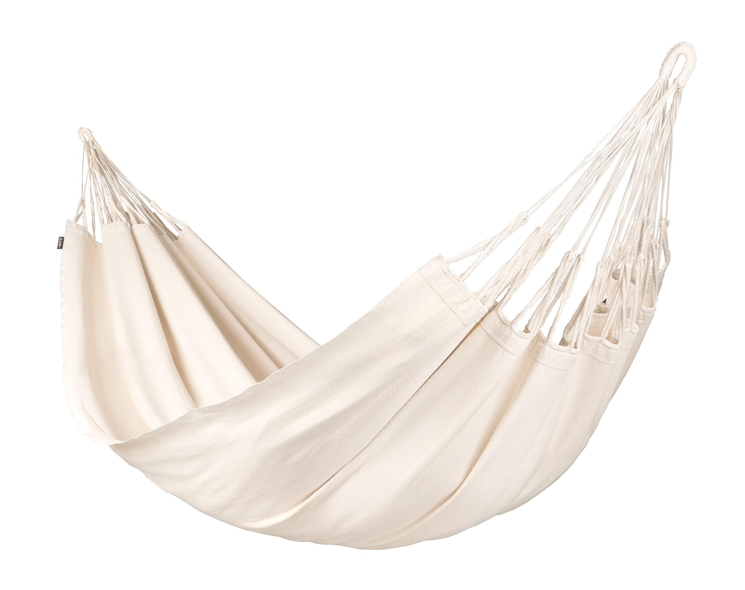 LA SIESTA® Modesta Amaca Kingsize in Cotone Biologico e Supporto in Legno - Amaca da Esterno - Amaca con Supporto, Telo per Amaca Stand per Giardino, Balcone, Piscina - Latte