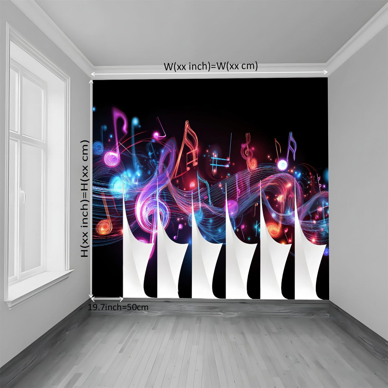 Papel Pintado Mural Fotográfico Fantasía para Salón Dormitorio Habitación Infantil - Decoración de Pared Música Notas Musicales Rayas Fácil de Instalar Poster Mural Elegante 350An x 256Al cm