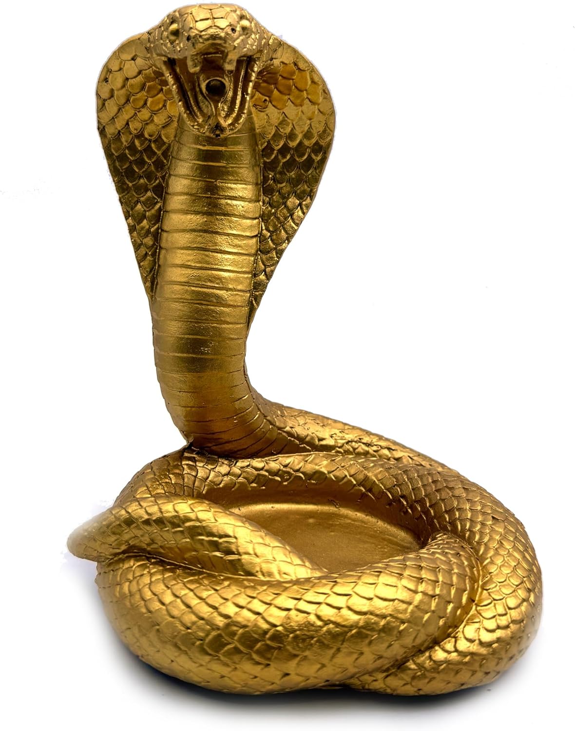 Gold King Cobra Snake Statue Figurine Sculpture Candlestick Holder Animal Figure Collectible Gifts for Snake Lover Office Home Outdoor Decor