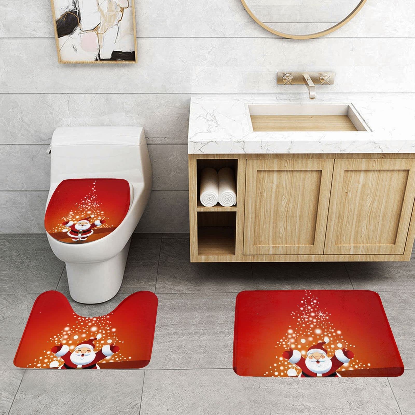 Tappetino da bagno natalizio | Tappetino decorativo con motivo ad albero di Natale, 40,6 x 61 cm, antiscivolo e assorbente, lavabile, per la decorazio | Leroy Merlin