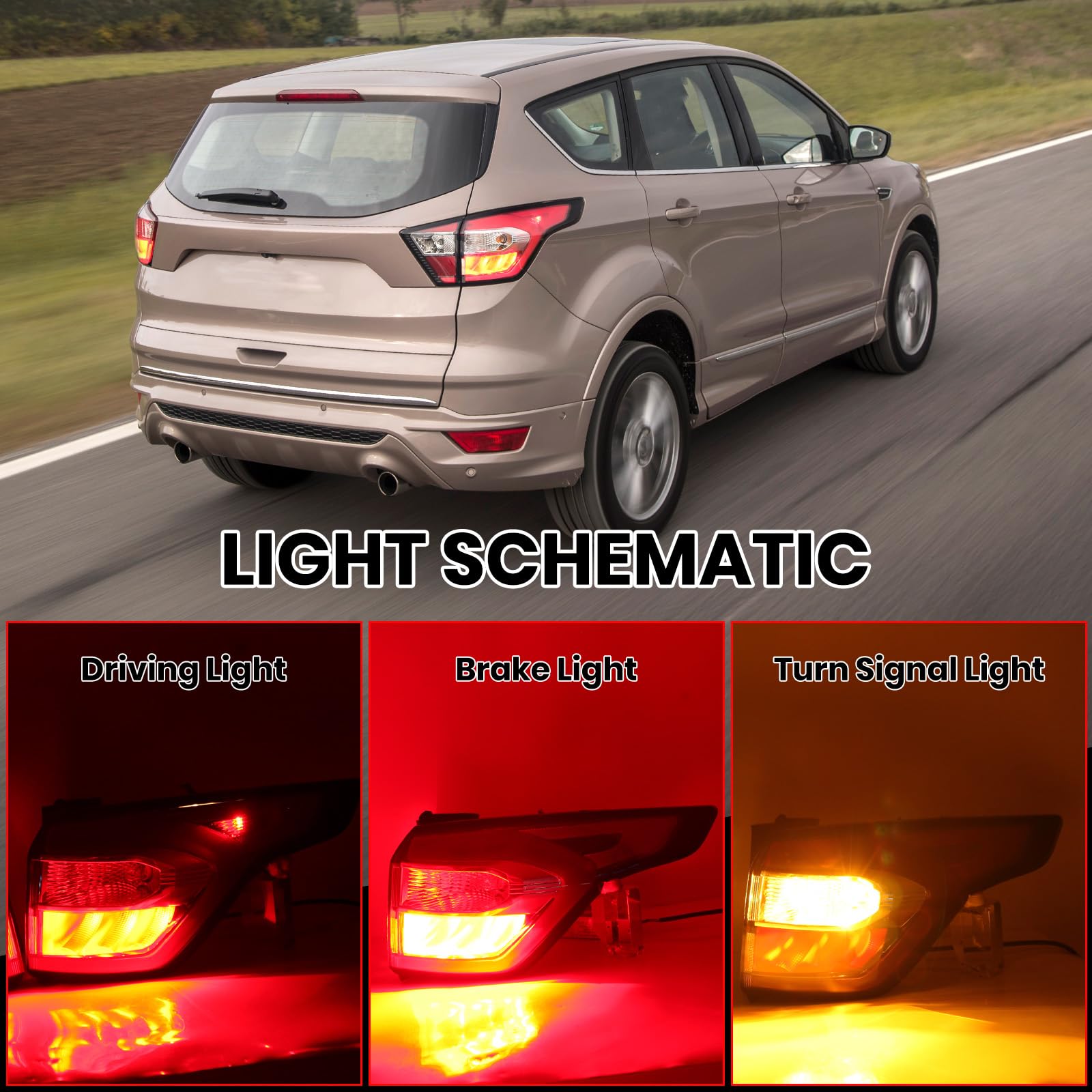 For 2017-19 Ford Escape Kuga Series Red Driver&Passenger