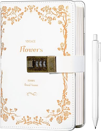 Vista 28 de CAGIE Diario con candado para niñas, A5 con contraseña rellenable, con forro, diario bloqueado, lindo regalo de Navidad y cumpleaños para niñas