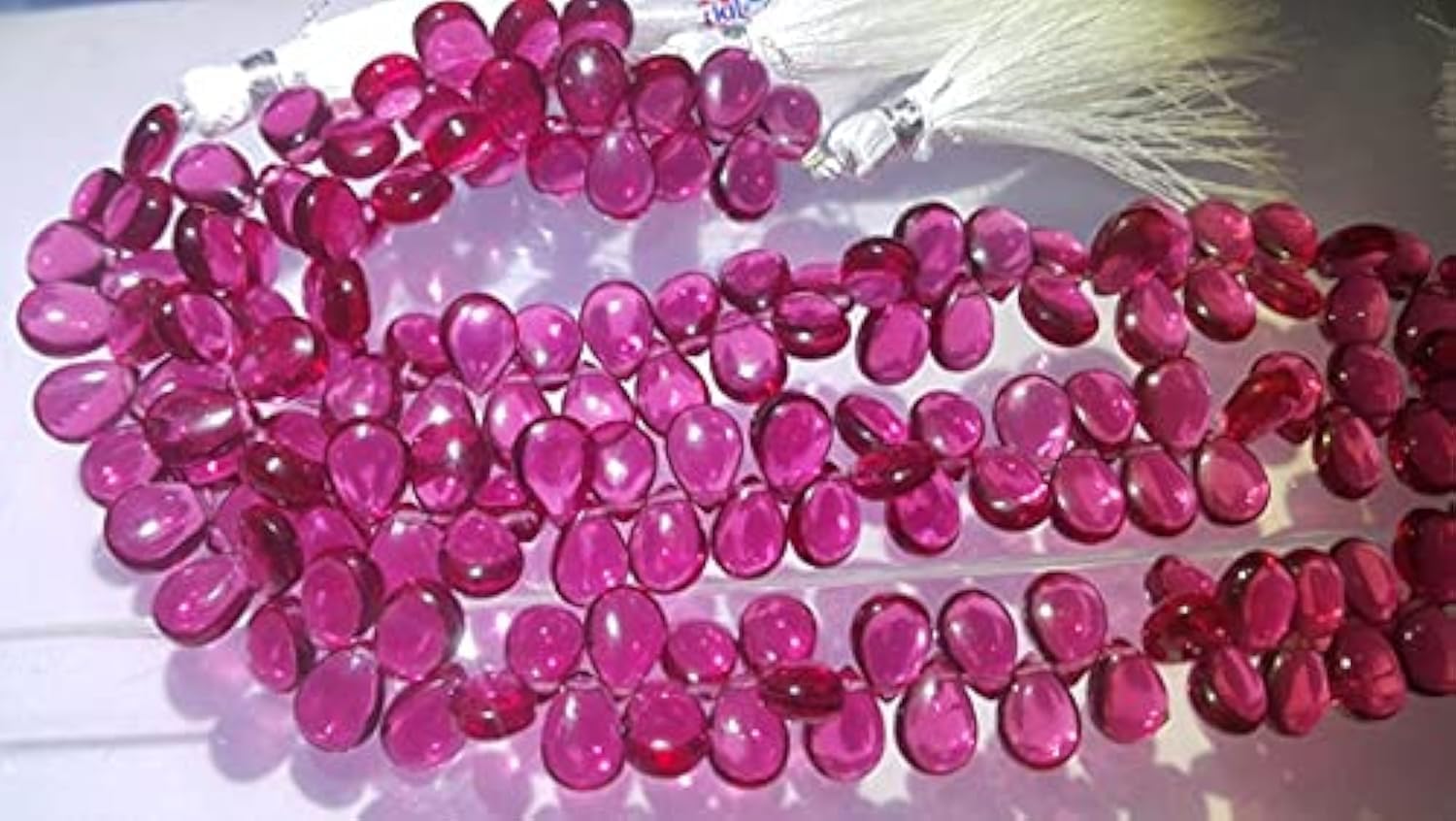 Quartz tourmaline rose perle poire 10mm fil briolette lisse pour création bijoux diy