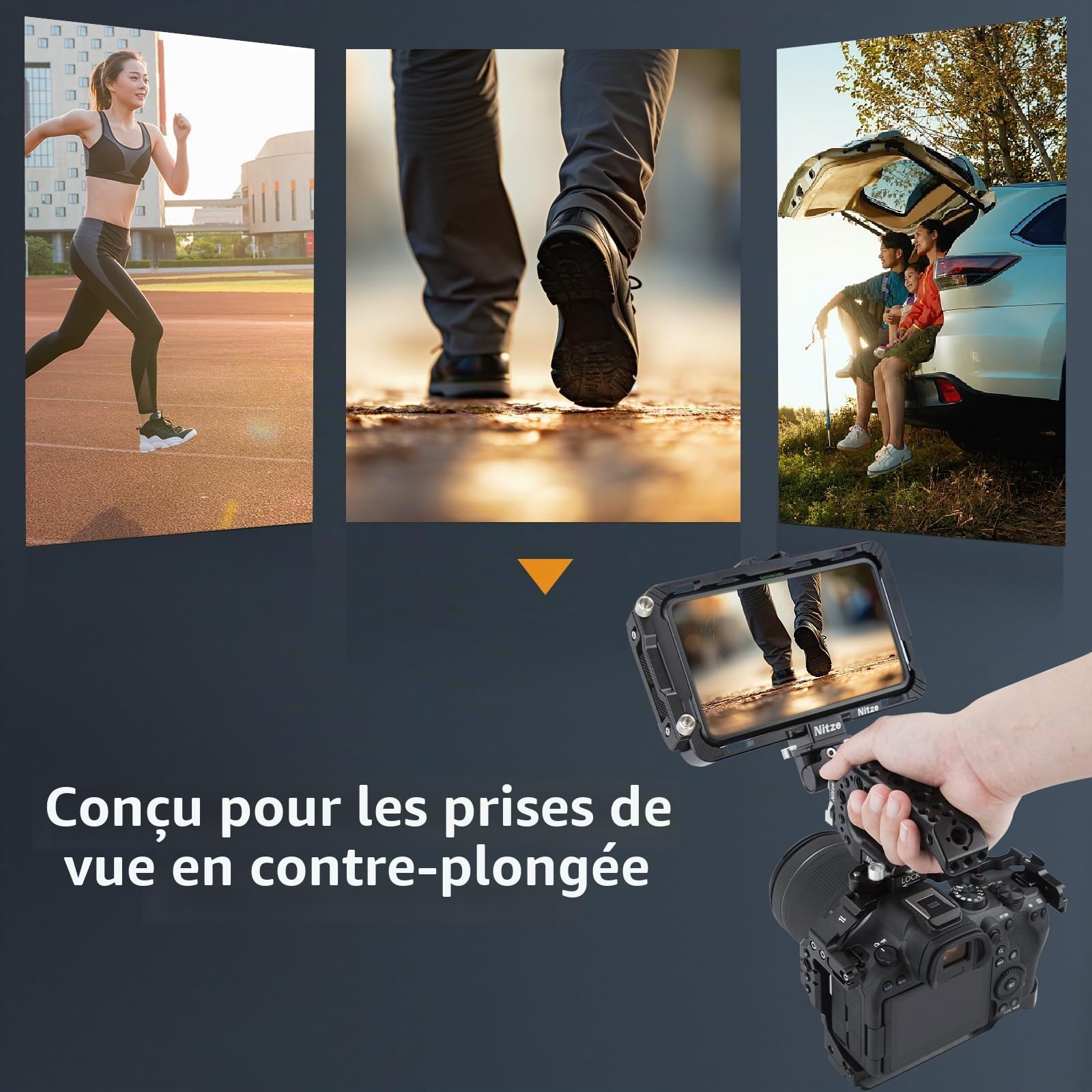 Nitze Poignée Supérieure NATO, NATO Top Handle de Caméra avec Pince QR NATO, NATO Rail et Cold Shoe Adapter pour Caméra, Cage d'Caméra (Lil Stinger Handle) - PA28M-AK