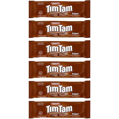 Tim Tam Cookies Arnotts - Paquete de 6 galletas de chocolate originales australianas - 66 galletas en total