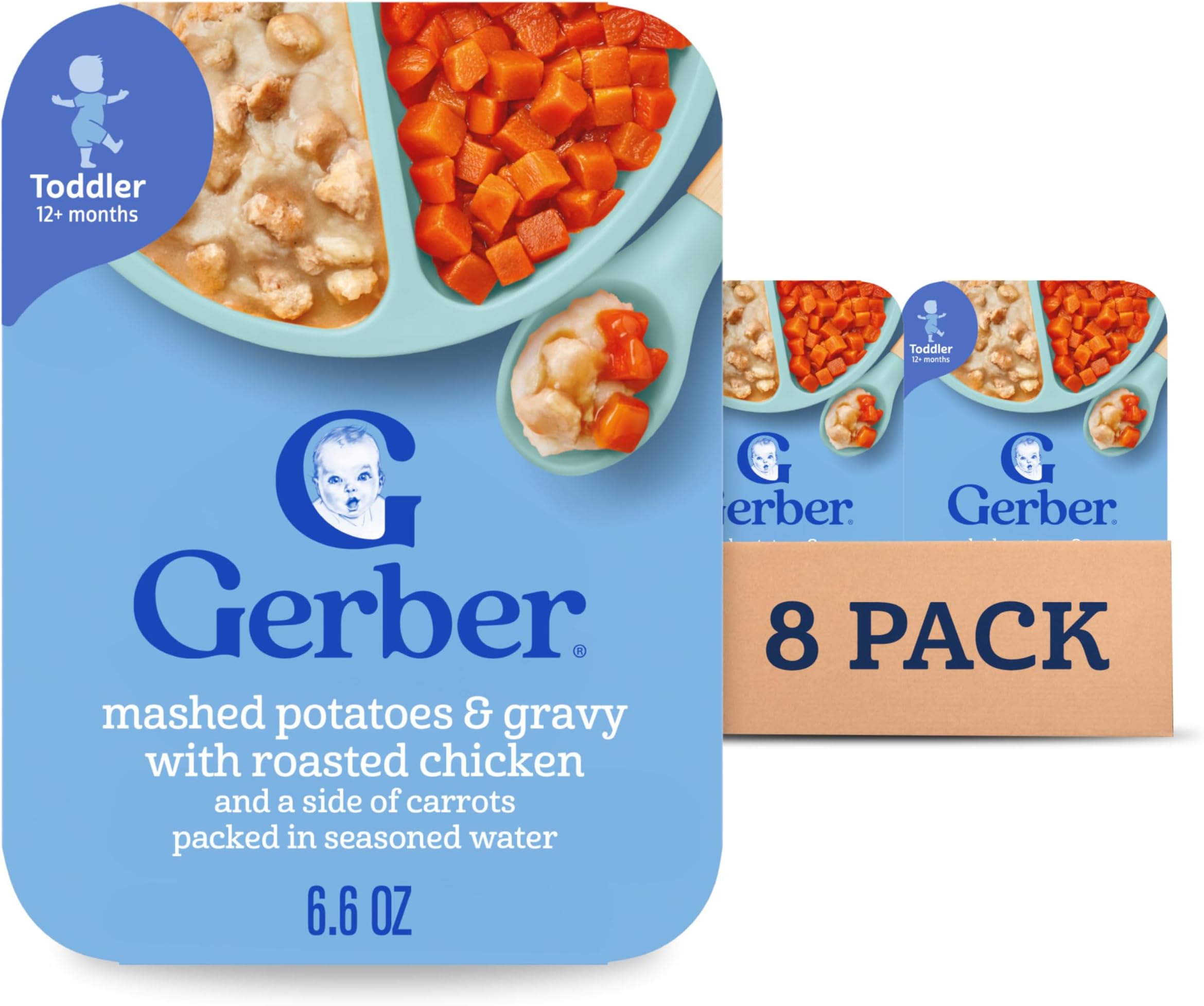 Gerber Graduates Lil' Entrees Mashed Potatoes & Gravy with Roasted Chicken & Carrots, 6.6-Ounce (Pack of 8)
