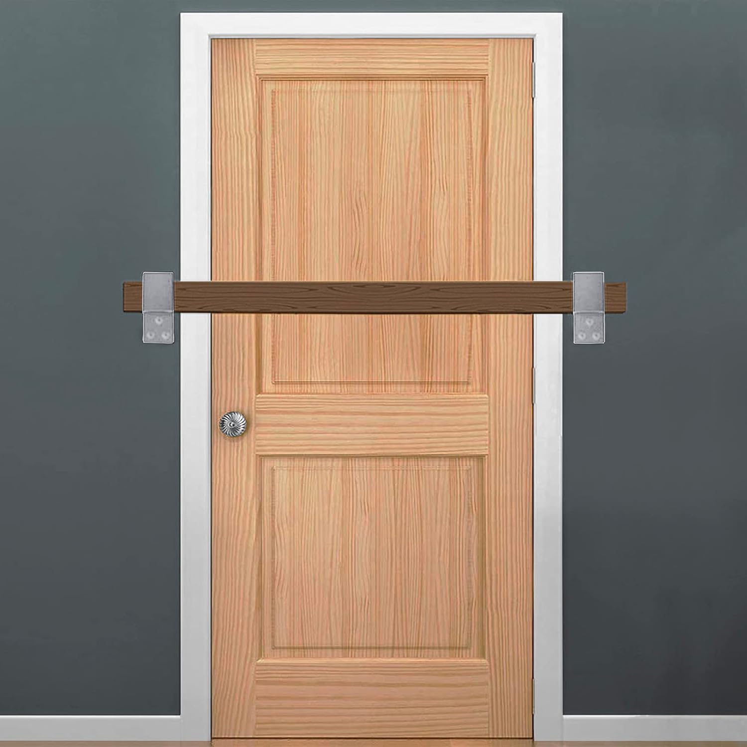 2 Pack Heavy Duty 2x4 Drop Open Bar Security Door Lock Bracket Barricade Brackets with Screws fits 2x4 Boards 2 x 4 Lumber (2)