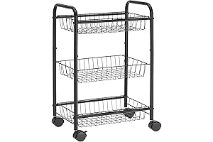 Songmics 3-Tier Metal Rolling Cart: Modern Kitchen Storage Solution